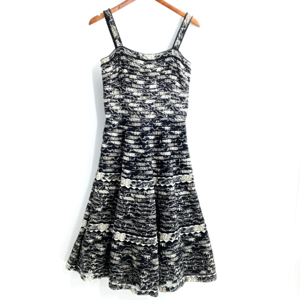 Anthropologie Elevenses Retro Fit and Flare Tiered Dress